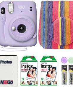 B093TJVM1Q Fujifilm Instax Mini 11 Camera with Case, Fuji Instant Film (20 Sheets) and Photo Album (Lilac Purple)