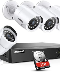 B00GB1IMDY ANNKE 5MP lite 8CH Security Camera System 5-in-1 H.265+ Wired DVR with 1 TB Surveillance Hard Drive and (4) 1080p Weatherproof HD-TVI Bullet Cameras with 100 ft Night Vision, Instant Email Alert ?200