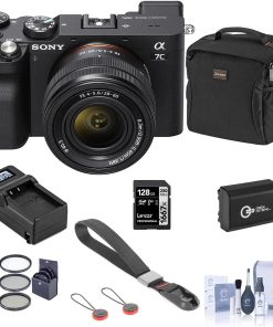 B0946DGX6G Sony Alpha 7C Mirrorless Digital Camera with FE 28-60mm f/4-5.6 Lens, Black, Bundle with Bag, 128GB SD Card, Extra Battery, Compact Charger, Wrist Strap, Filter Kit, Cleaning Kit
