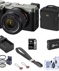 B0947F8JNB Sony Alpha 7C Mirrorless Digital Camera with FE 28-60mm f/4-5.6 Lens, Silver, Bundle with Bag, 128GB SD Card, Extra Battery, Compact Charger, Wrist Strap, Filter Kit, Cleaning Kit