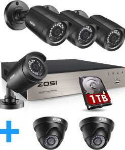 B093H14JY5 ZOSI 8 Channel Outdoor Security Cameras System Bundle, 8CH Surveillance DVR with 1TB HDD + 4 x Bullet Security Camera + 2 x Dome Security Camera