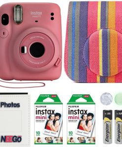 B0941ZKWWB Fujifilm Instax Mini 11 Camera with Case, Fuji Instant Film (20 Sheets) and Photo Album (Flamingo Pink)