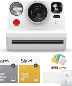 B0931YV9JG Polaroid Originals Now Viewfinder i-Type Instant Camera White on White Bundle w/Color & B&W Instant Film & Polaroid Accessory Kit (4 Items)