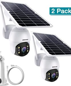 B093C3PMVH 2 Pcs Ankway Solar Camera+1Set Panel Mount Bracket & 4 Pin 2 Meter Extension Cable - Model ASC001