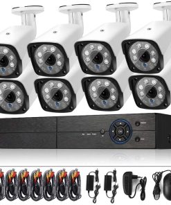 B0948R28XW Old House 8CH 1080N Surveillance DVR System and 720P 1.0MP HD Weatherproof Bullet Camera, Support Infrared Night Vision & P2P & Phone Remote Monitor (Black) (Color : White)