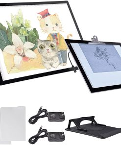 B092VSNLSR Yescom LED Drawing Board Tracing Light Pad Artist Stencil Tattoo Dimming A2 A3 2 Pack