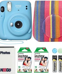 B091V5RGNY Fujifilm Instax Mini 11 Camera with Case, Fuji Instant Film (20 Sheets) and Photo Album (Sky Blue)