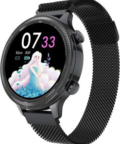 B093PYG28S Womens Smartbracelet Round Smart Watch with Oximetry Blood Pressure Heart Rate Female Physiological Period for iOS Compatible Android Steelband Watch