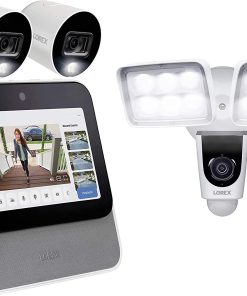 B093X1JRTN Lorex Home Center (64GB) with 2 x 1080p HD Smart Indoor/Outdoor Wi-Fi Cameras with Color Night Vision and Person/Vehicle Detection, 1080p Wi-Fi Dual Floodlight Camera, and 1080p Wi-Fi Video Doorbell
