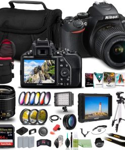 B0929J9HLQ Nikon D3500 DSLR Camera with 18-55mm Lens (1590) USA Model + 4K Monitor + 2 x 64GB Cards + 2 x EN-EL14a Battery + Corel Photo Software + Pro Tripod + Case + 3 Piece Filter Kit + More