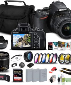 B0929GRFH8 Nikon D3500 DSLR Camera with 18-55mm Lens (1590) USA Model + 64GB Card + 2 x EN-EL14a Battery + Corel Photo Software + Case + 3 Piece Filter Kit + Telephoto Lens + Color Filter Kit + More