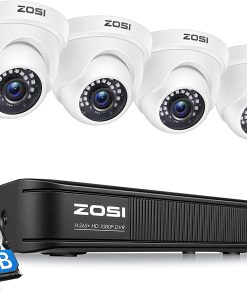 B00NBT2WXK ZOSI 1080P H.265+ Home Security Camera System,5MP Lite 8 Channel Surveillance DVR with Hard Drive 1TB and 4 x 1080p Weatherproof CCTV Dome Camera Outdoor Indoor with 80ft Night Vision, Motion Alerts